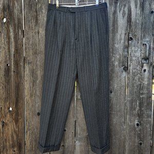 VINTAGE Wool Blend Unbranded Pin-Stripe Pleated Trouser | Size 33